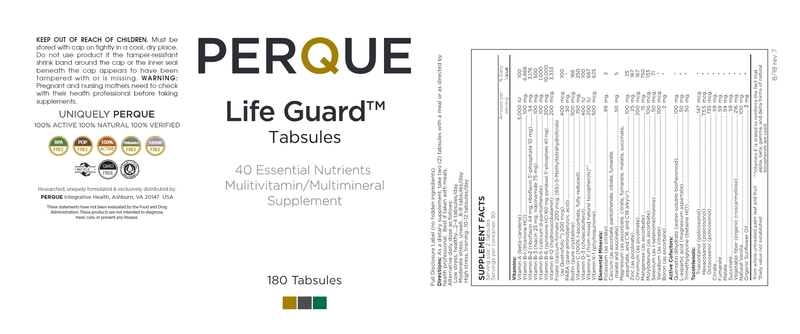 Life Guard 180ct (Perque) Label