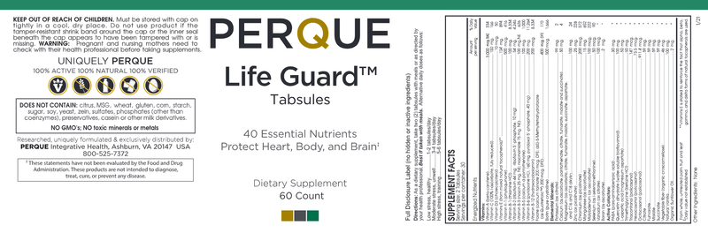 Life Guard 60ct (Perque) Label