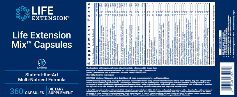 Life Extension Mix™ Capsules (Life Extension) Label