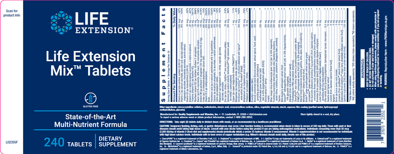 Life Extension Mix™ Tablets (Life Extension) Label