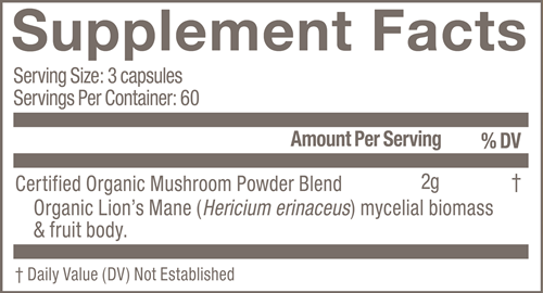 Lion's Mane Capsules (Om Mushrooms) 180 capsules supplement facts