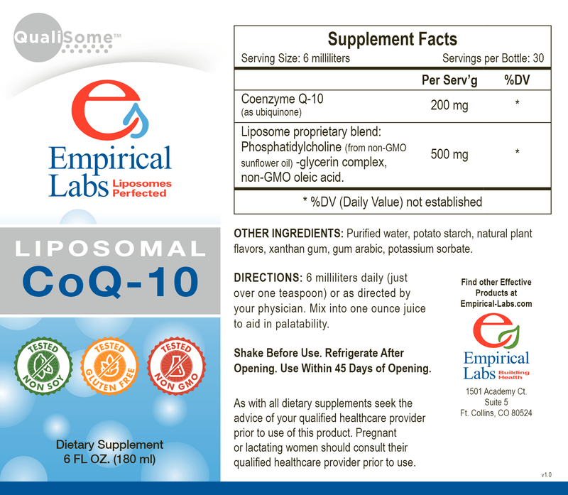 Liposomal CoQ10 (Empirical Labs) Label