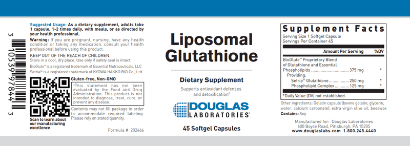 Liposomal Glutathione (Douglas Labs) Label