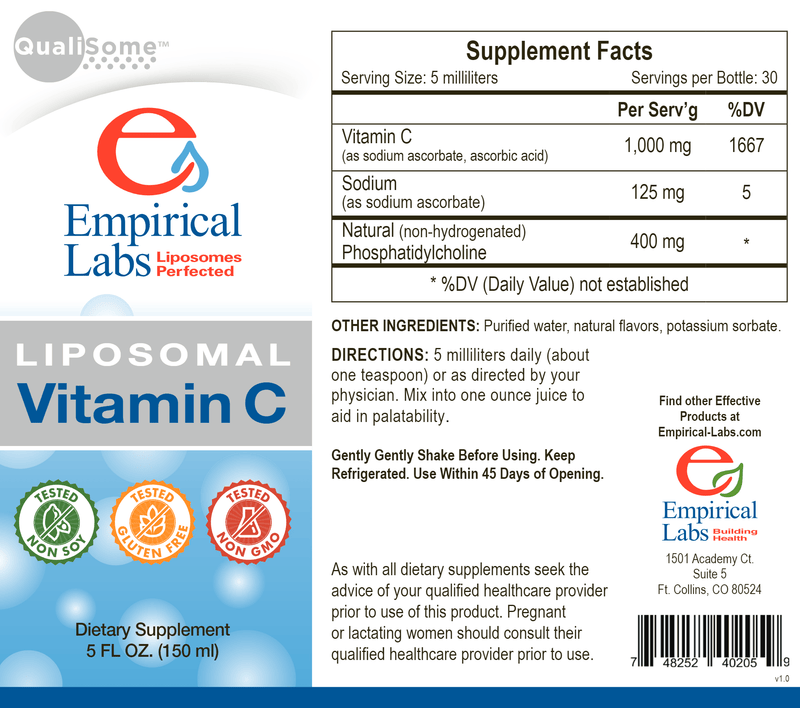 Liposomal Vitamin C (Empirical Labs) Label