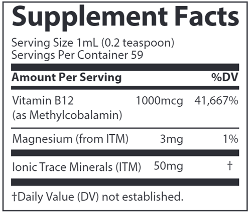 Liquid Ionic B12 Trace Minerals Research supplement facts