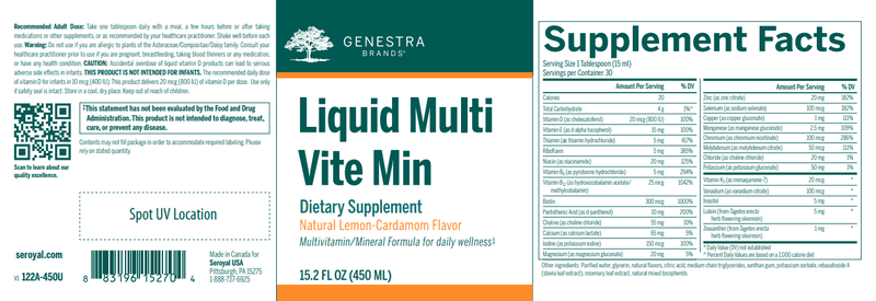 Liquid Multi Vite Min (Genestra) Label