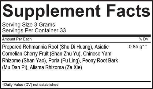 Liu Wei Di Huang Wan (Bio Essence Health Science) Supplement Facts