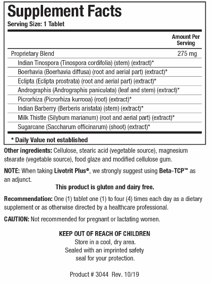 Livotrit Plus (Ayurvedic) (Biotics Research) Supplement Facts