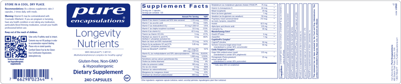 Longevity Nutrients 240 Count