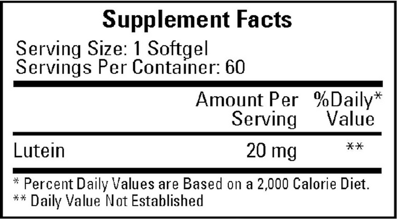 Lutein 20 mg (Ecological Formulas) Supplement Facts