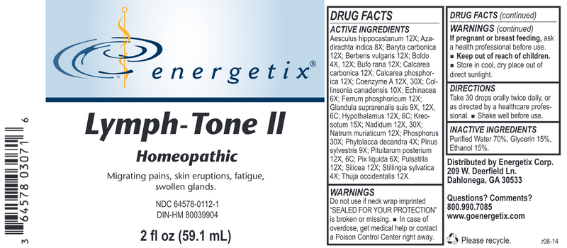 Lymph-Tone II (Energetix) Label