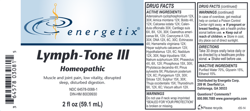 Lymph-Tone III (Energetix) Label