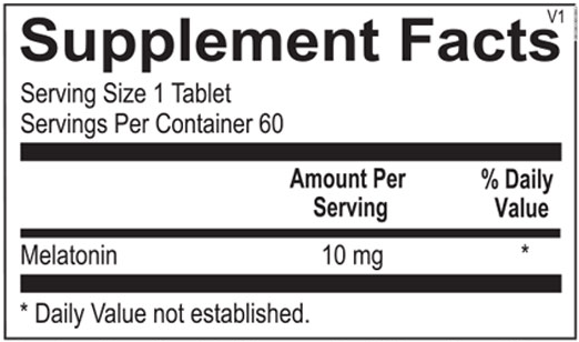 MELATONIN 10 mg (Ortho Molecular) supplement facts