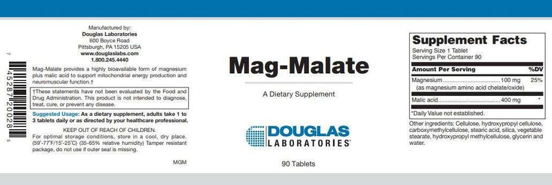 Mag-Malate (Douglas Labs) Label