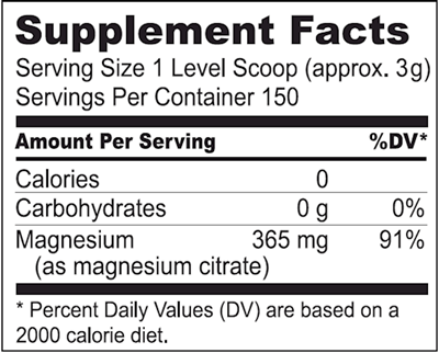 Magna-Calm (Longevity Science) 16oz Supplement Facts