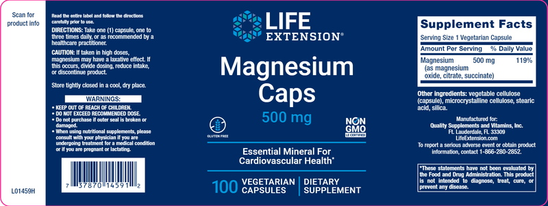 Magnesium Caps (Life Extension) Label