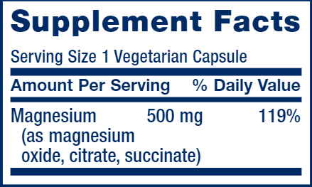 Magnesium Caps (Life Extension) Supplement Facts