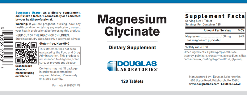 Magnesium Glycinate (Douglas Labs) 120ct label