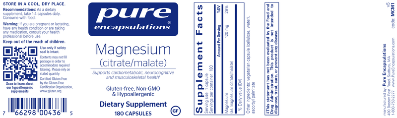 Magnesium (Citrate/Malate) 180 Count