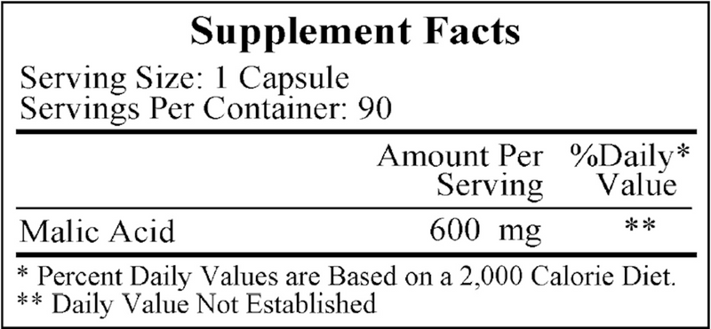 Malic Acid 600 mg (Ecological Formulas) Supplement Facts