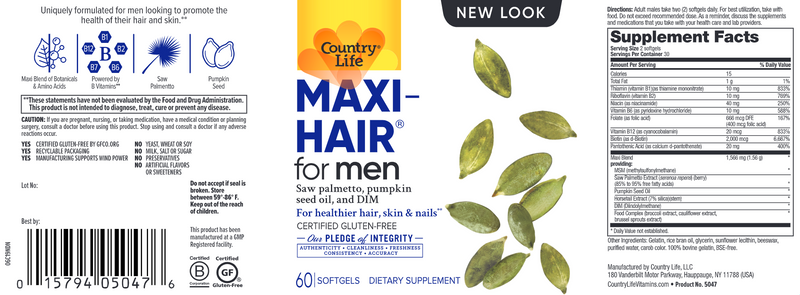 Maxi Hair for Men (Country Life) Label