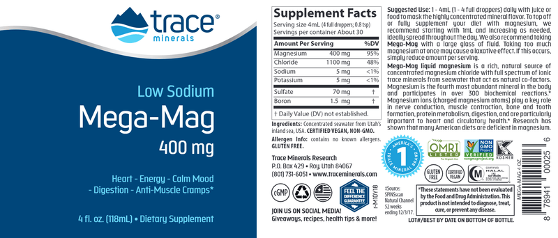 Mega-Mag Trace Minerals Research label