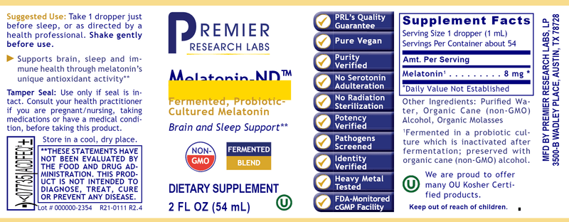 Melatonin-ND (Premier Research Labs) Label