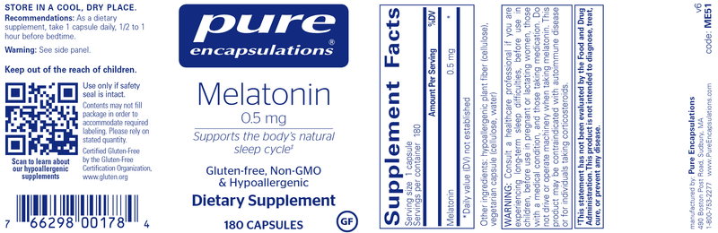 Melatonin 0.5 Mg. 180 Count