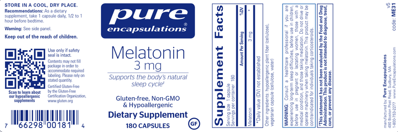 Melatonin 3 Mg. 180 Count