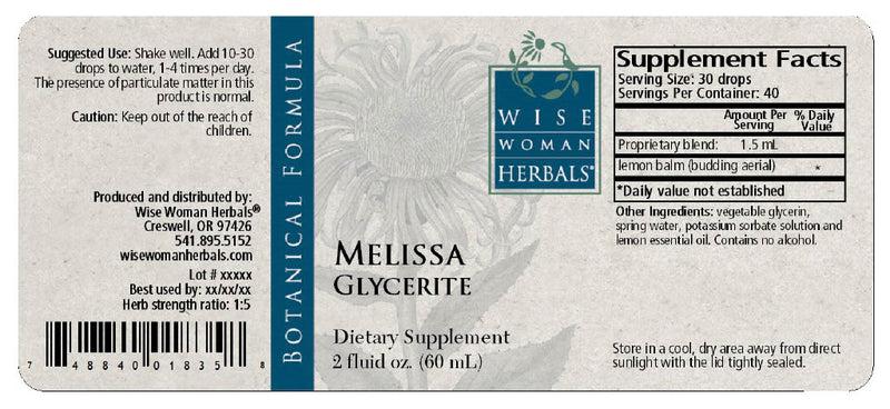 Melissa Glycerite lemon balm Wise Woman Herbals products