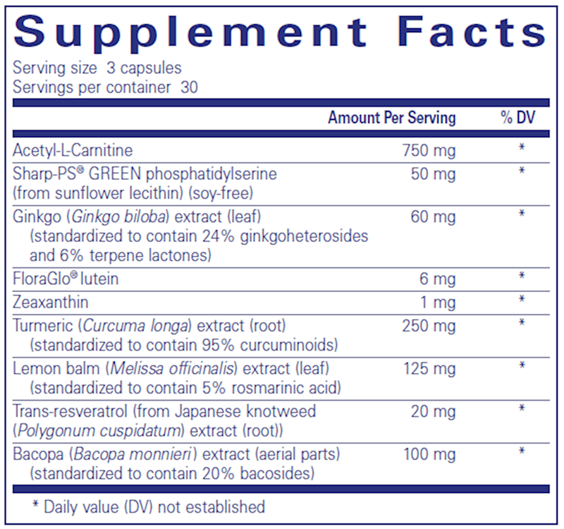 Memory Pro 90 caps (Pure Encapsulations) supplement facts