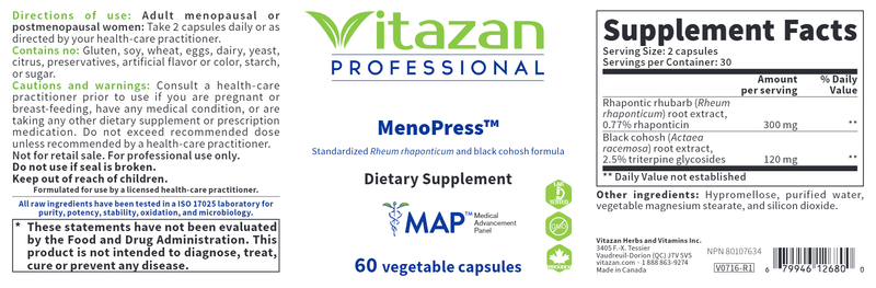 MenoPress Vitazan Pro Label