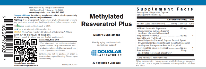 Methylated Resveratrol Plus Douglas Labs Label