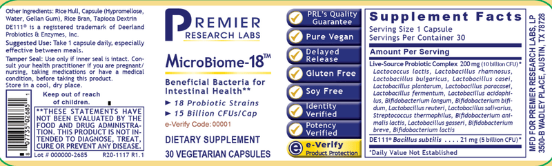 MicroBiome-18 (Premier Research Labs) Label