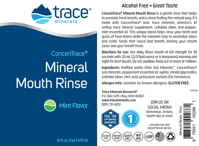 Mineral Mouth Rinse Trace Minerals Research label