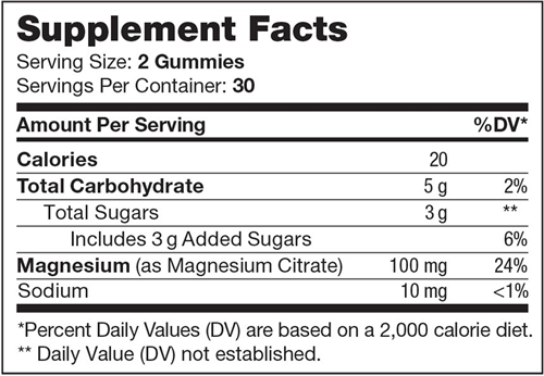 magnesium gummies peach chapter one supplement facts