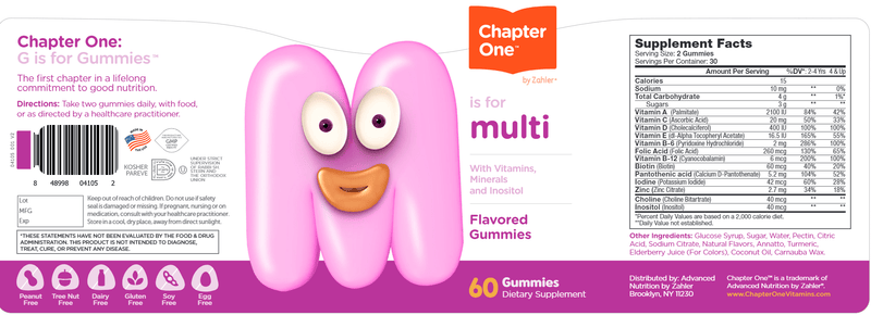 multi gummies chapter one label