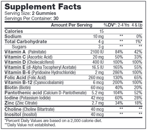 multi gummies chapter one supplement facts