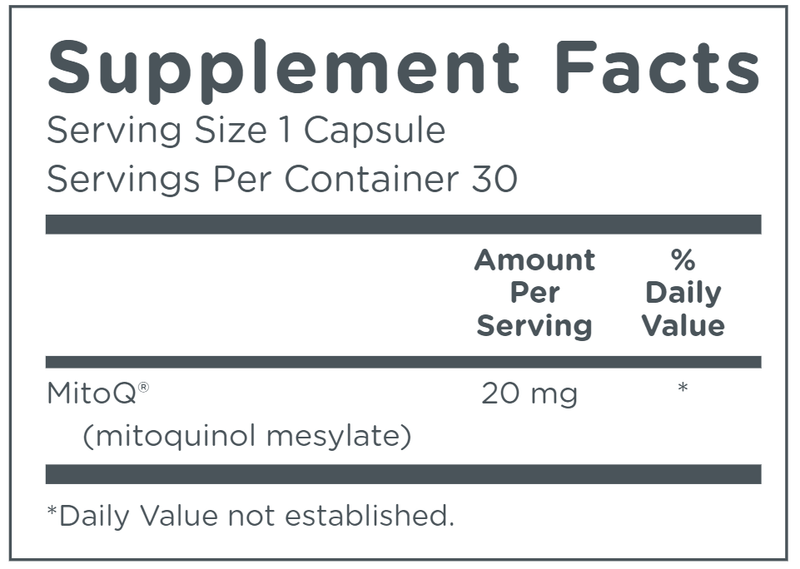 MitoQ 20 mg (MitoQ) supplement facts