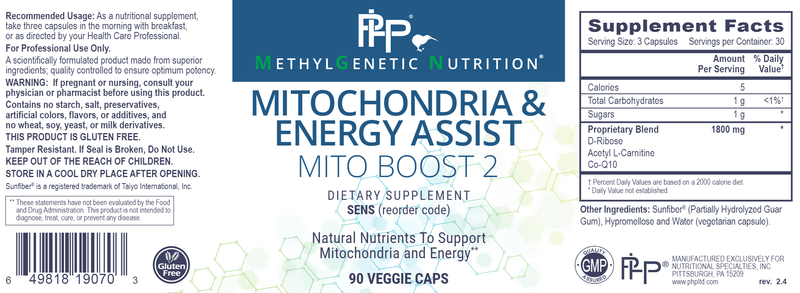 Mitochondrial Energy & Assist Professional Health Products Label