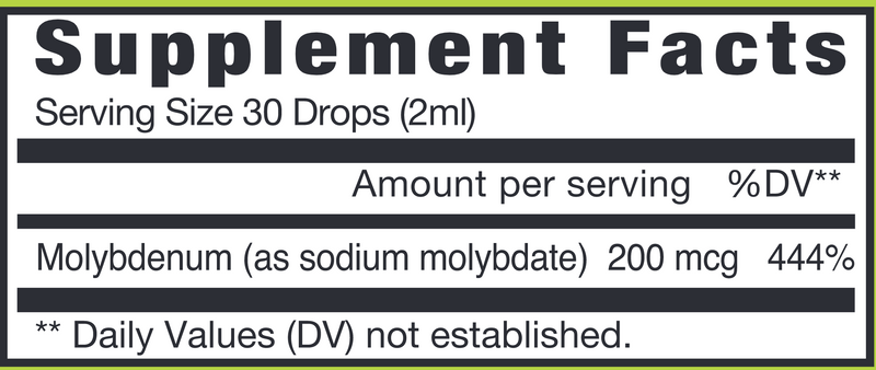 Molybdenum Liquid (Eidon) Supplement Facts