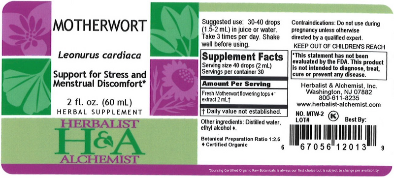 Motherwort Extract (Herbalist Alchemist) Label