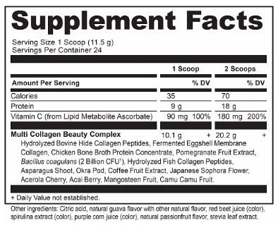 Multi Collagen Powder Beauty 9.74oz (Ancient Nutrition) Supplement Facts