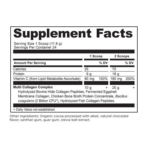 Multi Collagen Protein Chocolate 10oz (Ancient Nutrition) Supplement Facts