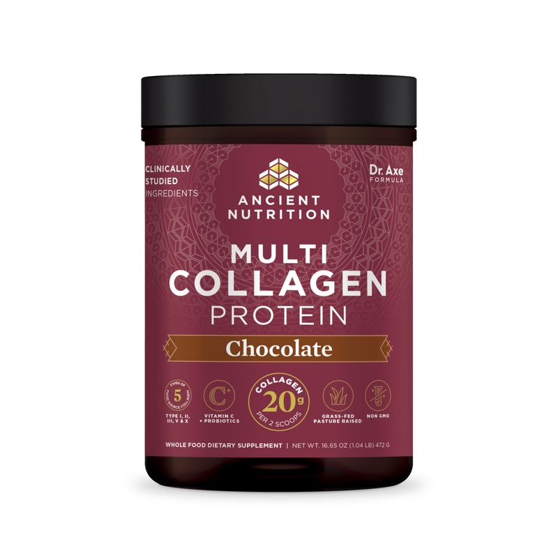 Multi Collagen Protein Chocolate 16.65oz (Ancient Nutrition) Front