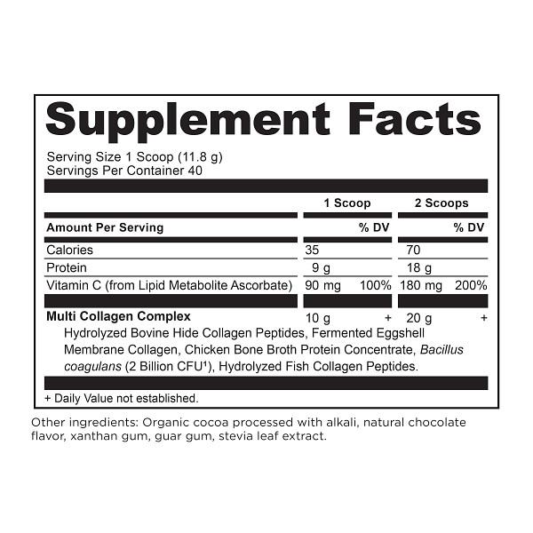 Multi Collagen Protein Chocolate 16.65oz (Ancient Nutrition) Supplement Facts