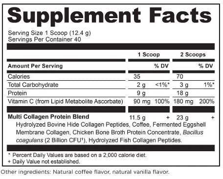 Multi Collagen Protein Cold Brew (Ancient Nutrition) Supplement Facts