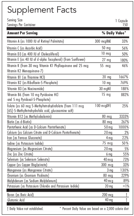 Multi-Vi-Min® (Allergy Research Group) supplement facts