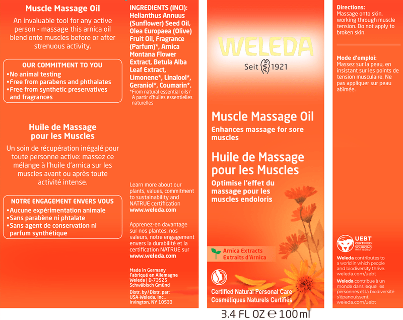 Muscle Massage Oil (Weleda Body Care) Label