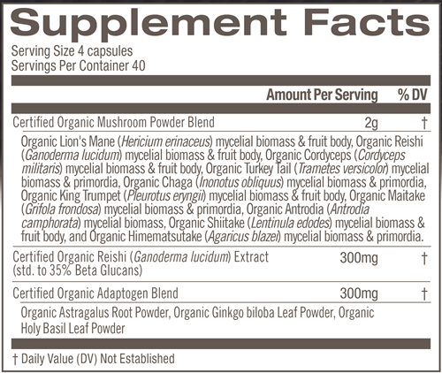 Mushroom Master Blend Capsules (Om Mushrooms) 160 capsules supplement facts